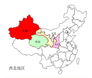 中国西北地区地图